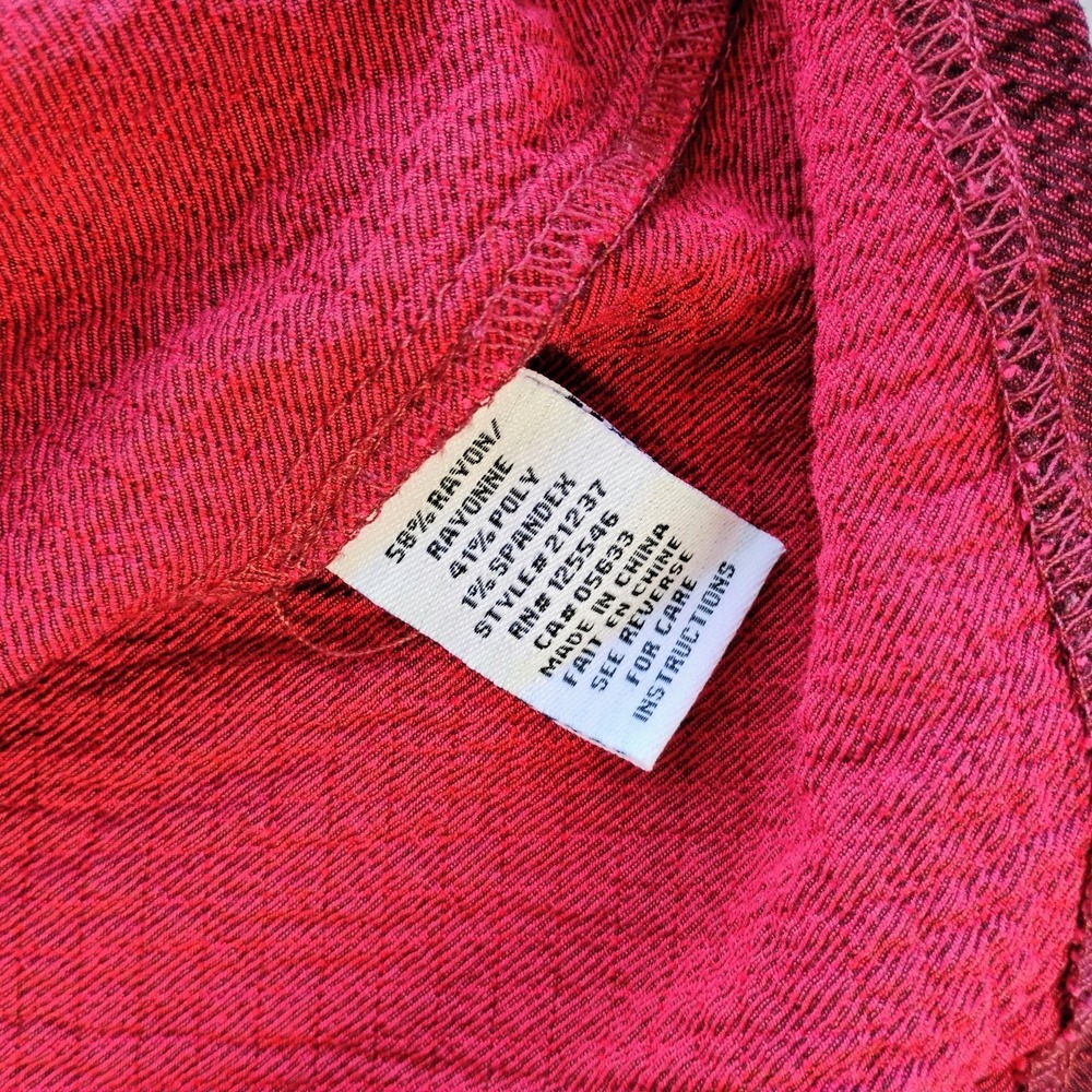 Habitat Tunic Top Red Pucker Weave Textured Chopstick Buttons Lagenlook Artsy L - Picture 6 of 9